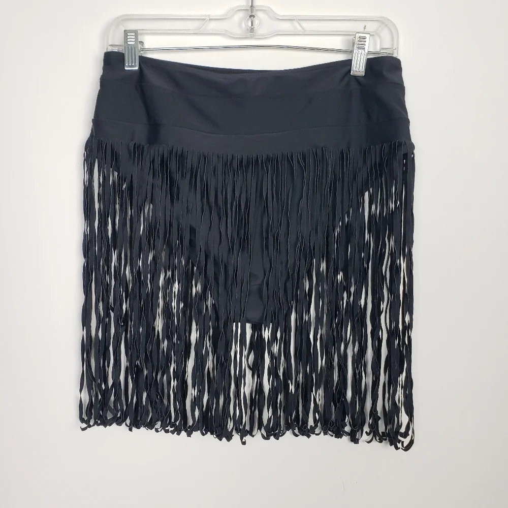 Black Fringe Swim bottom Women's Size Large - Picture 2 of 6